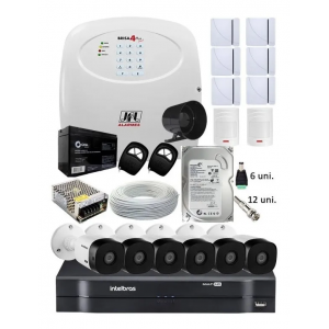 Kit Alarme Residencial Sem Fio E Kit Cftv 6 Câmeras Hd 720p